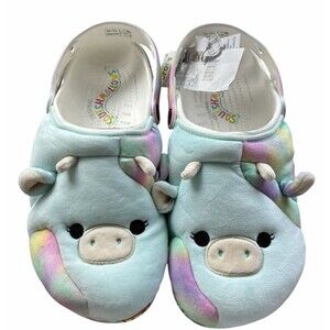 Crocs Squishmallows Cow Plush Clogs M12 W14 EU 46-47 Rainbow Platform NWT